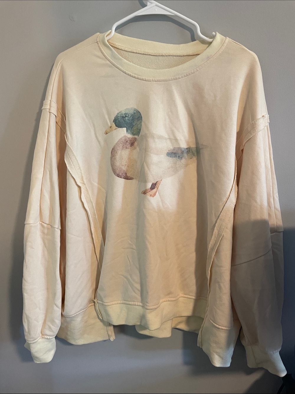 SHEIN Cream Duck Graphic Sweatshirt